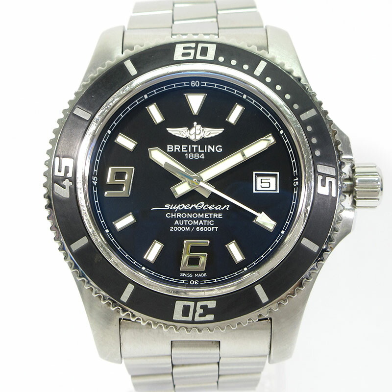 【中古】BREITLING | ブライトリング A1739102/BA77 Superocean 44 百貨店綿津見44 ウオッチ アナログ書きあらわす 自動小銃一巻き 黒いこと×しろがね色【三重中央局】