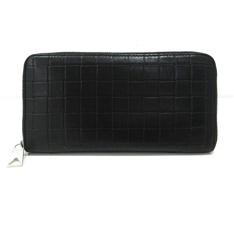【中古】BOTTEGA VENETA | ボッテガヴェネタ 型押し ラウンドファスナー長財布 593217 ブラック【三重本店】｜お宝市番館