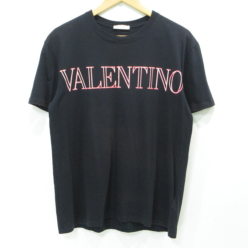 【中古】Valentino | ヴァレンチノ NEON UNIVERSE PRINT T-SHIRT ネオンユニバースプリントティーシャツ ロゴタイプ刷り上げる半袖ティーシャツ XV3MG11H85M 黒いこと 大きさ：L【三重中央局】