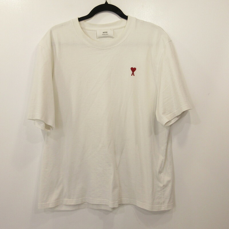 【中古】AMI | 意中の女 RED AMI DE COEUR TSHIRT 半袖Ｔシャツ BFUTS005.726 国内定め事品 白いこと 大きさ：L【姫路東店】