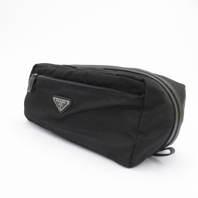 【中古】PRADA | プラダ テスート ３角形ロゴタイプ 合切袋 MV29 黒いこと【瀬戸大橋店】