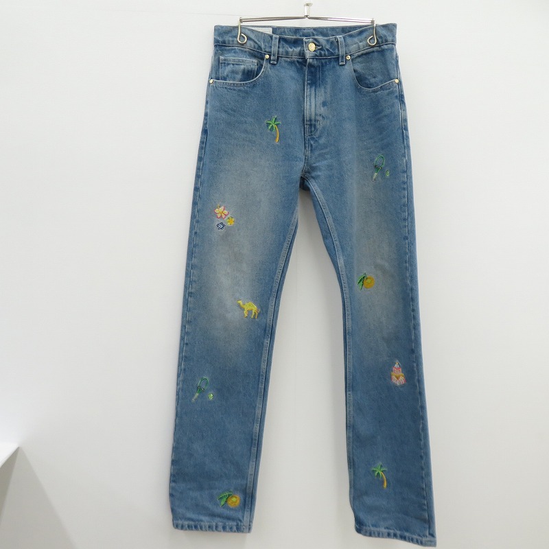 【中古】CASABLANCA | カサブランカ STONE WASH DENIM EMBROIDERED MOTIF JEAN ジーンズズボン下 MPS24-TR-002-02 点火装置青碧 大きさ：30【瀬戸大橋店】