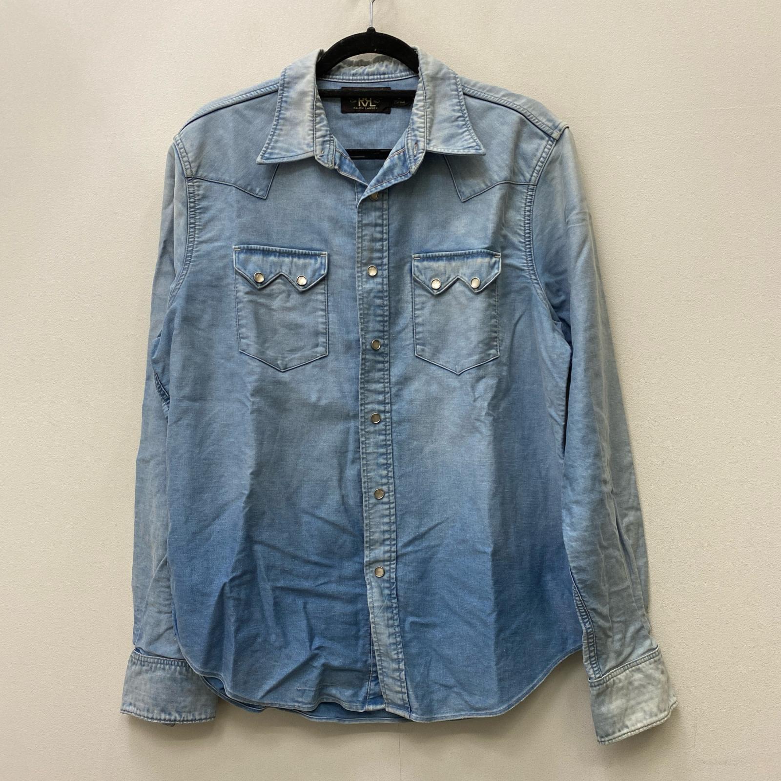 【中古】RRL(RALPH LAUREN) | ダブルアールエルラルフローレン ウエスタンデニムシャツ ソートゥース/コンチョボタン 長袖ティーシャツ ともし火青碧 大いさ：M【加古川店】