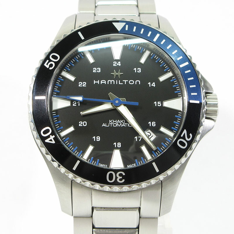【中古】HAMILTON | ハミルトン H82315131 Khaki Navy Scuba Auto カーキ 米国海軍 アクアラング オート ウォッチ アナログ見せびらかす 自動小銃一巻き 黒いこと×青色系×しろがね色【三重中央局】