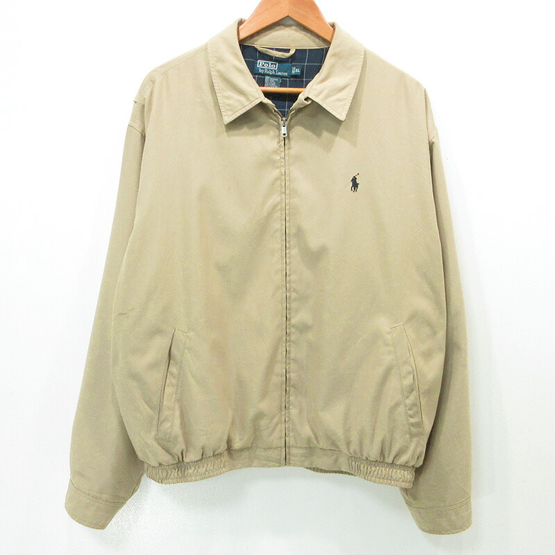 【中古】RALPH LAUREN | ラルフローレン ロゴ刺繍スイングトップ ブルゾン ベージュ サイズ：XL【三重本店】｜お宝市番館