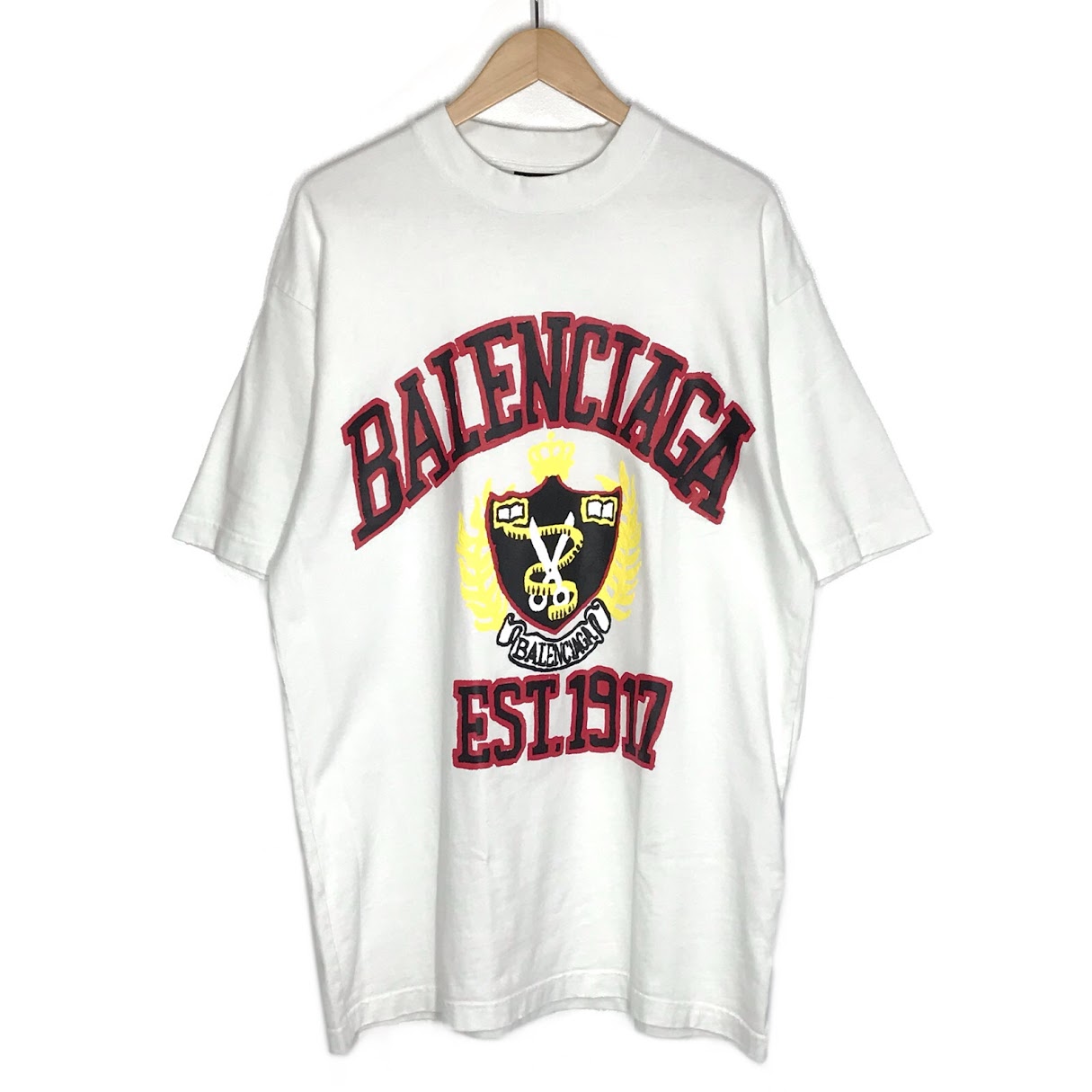【中古】BALENCIAGA | バレンシアガ 23SS Diy College Tee 半袖Ｔシャツ 739784 T0VK1 ホワイト サイズ：XXS【倉吉店】｜お宝市番館