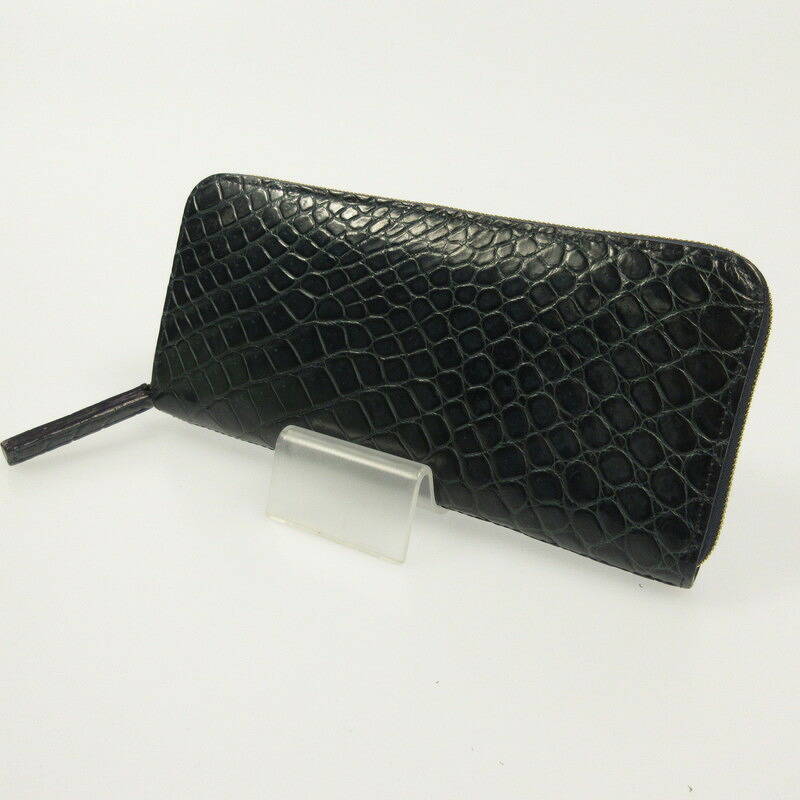 【中古】JUNYA WARASHINA ジュンヤ ワラシナ LACINA MINI CROC 長財布 ネイビー【姫路東店】|お宝市番館
