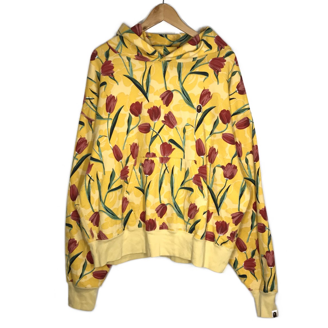 【中古】A BATHING APE | アベイシングエイプ TULIP CAMO プルオーバーパーカー チューリップ柄 パーカー 001PPK802004L イエロー サイズ:M【倉吉店】|お宝市番館