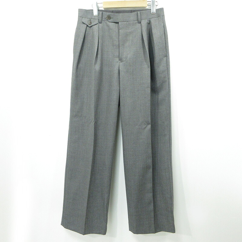 【中古】AURALEE | オーラリー BLUEFACED WOOL TWO-TUCK SLACKS ブルーフェイスウール２タックスラックス ウールパンツ A25AP05BS グレー サイズ：2【三重本店】｜お宝市番館