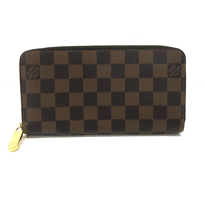 【中古】LOUIS VUITTON | ルイ・ヴィトン ダミエ ジッピーウォレット ラウンドジッパー長紙入れ N60015 赤銅色【三重中央局】