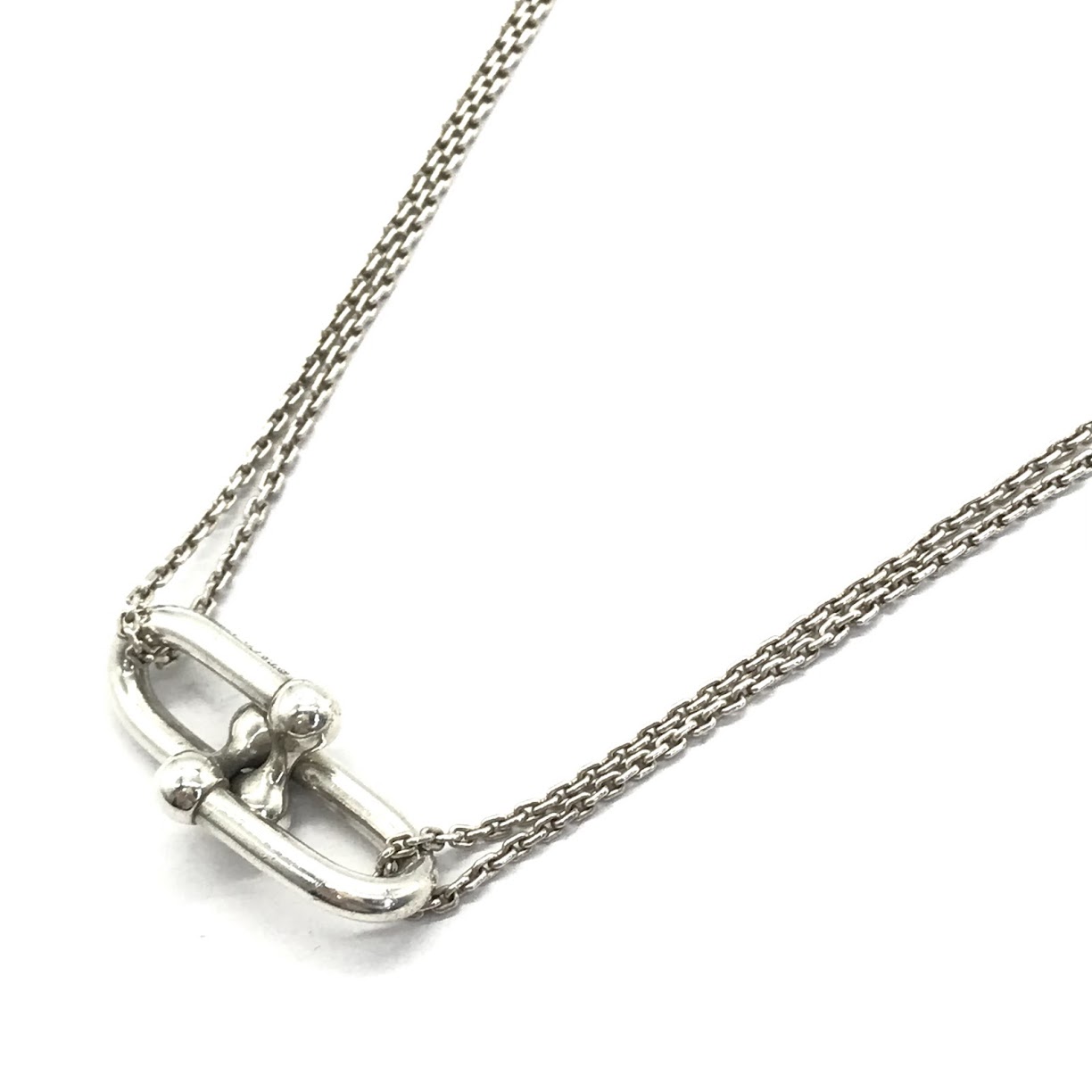 【中古】Tiffany&co | ティファニー ハードウェア ダブルリンク ペンダント ネックレス シルバー サイズ:40【倉吉店】|お宝市番館