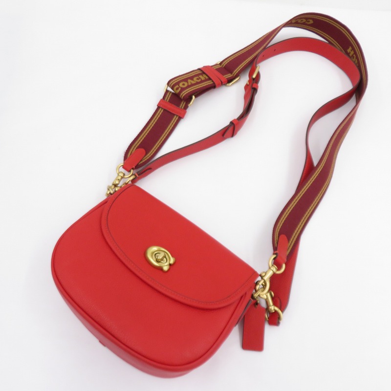 【中古】COACH | コーチ ウィロウ サドル バッグ ショルダーバッグ E2272-CA094 ペブルドレザー レッド【瀬戸大橋店】|お宝市番館