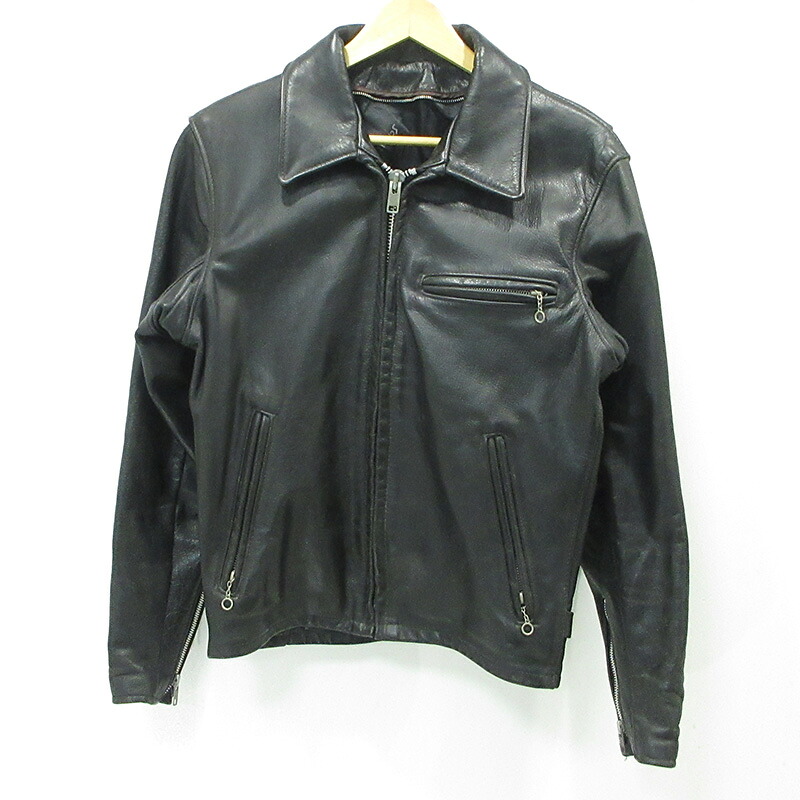 【中古】schott | ショット TRUCKER JACKET トラッカージャケット シングルライダースレザージャケット 642 ブラック サイズ:34【三重本店】|お宝市番館