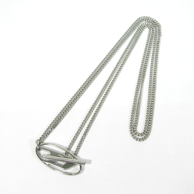【中古】DIESEL | ディーゼル DX1534040 オーバルD ダブルチェーン トグル ネックレス / マンテル カラー:シルバー【三重本店】|お宝市番館
