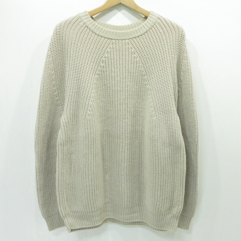 【中古】BATONER | バトナー シグネチャークルーネックメリノウールニットプルオーバー ニット BN-19FM-021 ベージュ サイズ：3【三重本店】｜お宝市番館