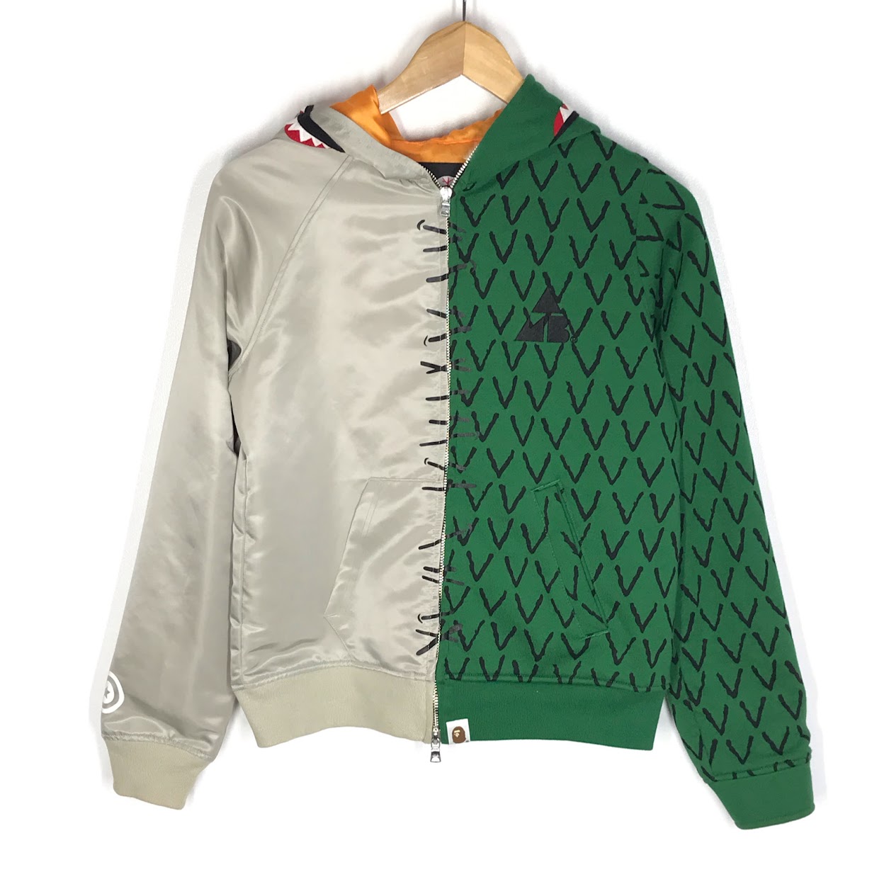 【中古】A BATHING APE | アベイシングエイプ &times; AMBUSH(アンブッシュ) ハーフシャークアリゲーターパーカー パーカー グリーン サイズ：XS【倉吉店】｜お宝市番館