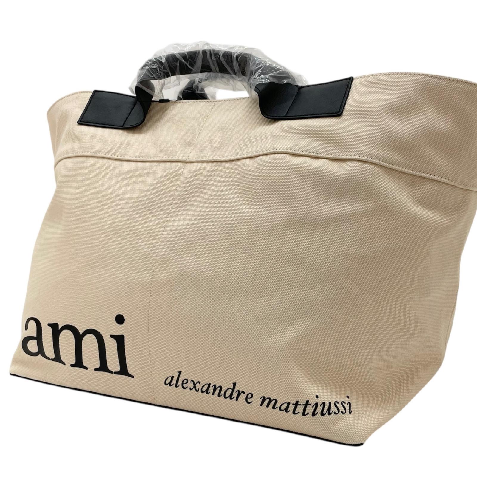 【中古】AMI | アミ LARGE MARKET BAG 2wayバッグ　ハンドバッグ　トートバッグ　ショルダーバッグ ベージュ【尾張小牧店】｜お宝市番館