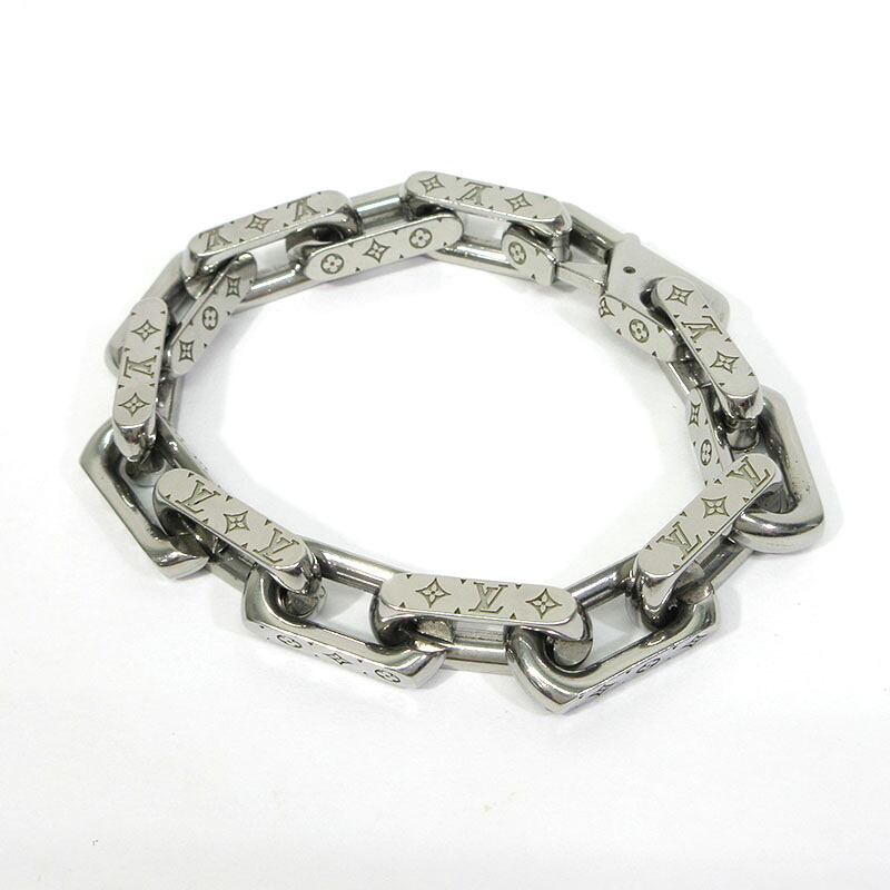 【中古】LOUIS VUITTON | ルイ・ヴィトン M00308 ブレスレット・チェーン モノグラム カラー:シルバー サイズ:M【三重本店】|お宝市番館