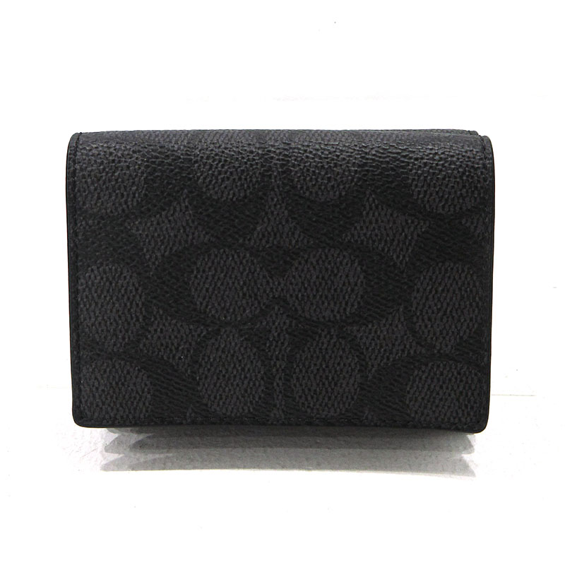【中古】COACH | コーチ シグネチャー トライフォールド 三つ折り財布 CAK09 ブラック【三重本店】｜お宝市番館