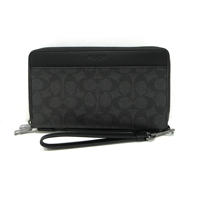 【中古】COACH | コーチ シグネチャー ダブルジップ トラベルオーガナイザー 長財布 CW375 ブラック【三重本店】｜お宝市番館