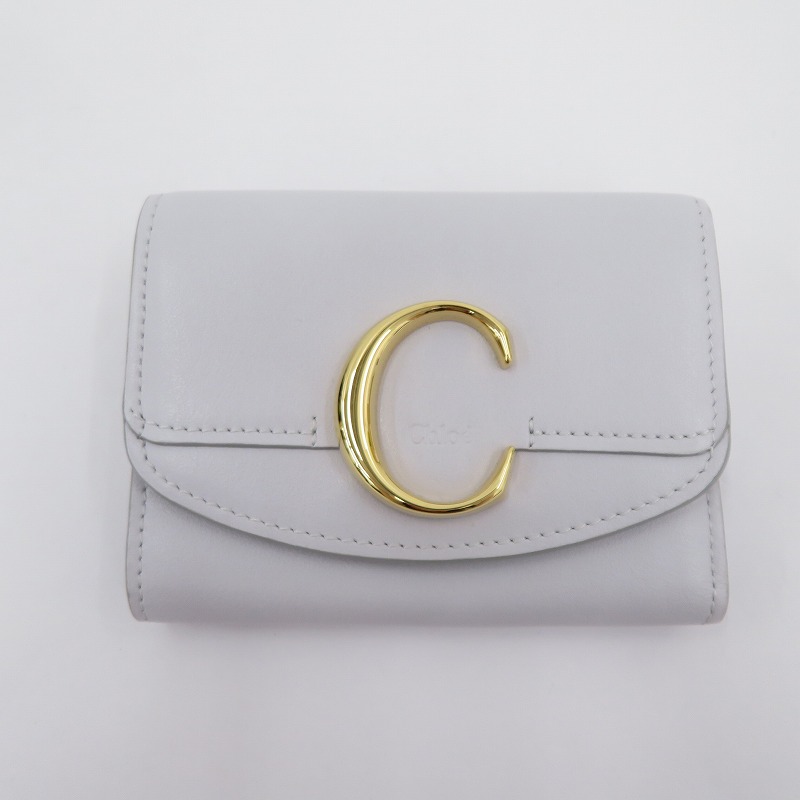 【中古】Chloe | クロエ スモール トリフォールド ウォレット 三つ折り財布 CHC19WP088 ブルー【瀬戸大橋店】｜お宝市番館
