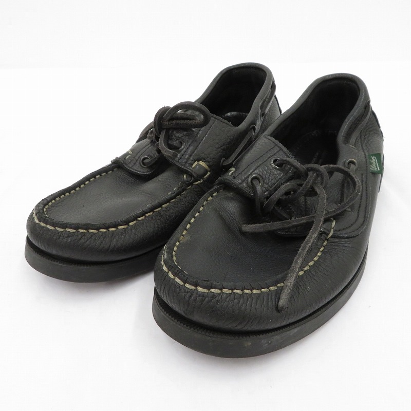 【中古】Paraboot | パラブーツ Barth デッキシューズ ブラック 24cm【瀬戸大橋店】|お宝市番館
