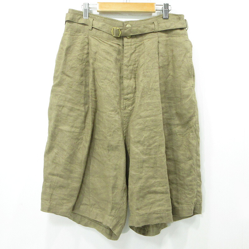 【中古】 SUSURI | ススリ リネンハーフパンツ ショートパンツ 22-502 カーキブラウン系 ベージュ サイズ：1【三重本店】｜お宝市番館