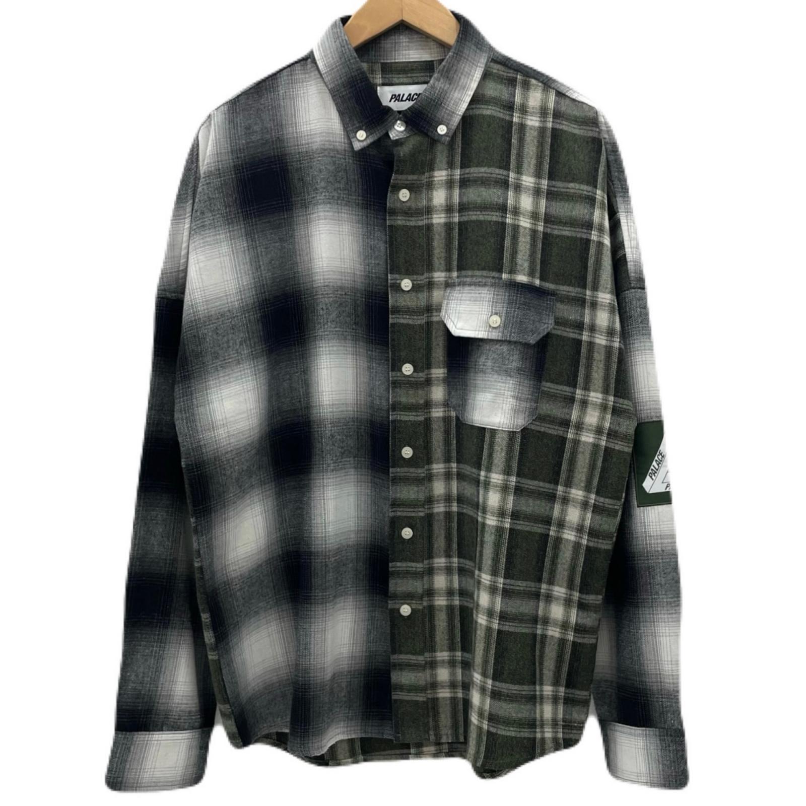 【中古】PALACE SKATEBOARDS | パレススケートボード PATCHY FLANNEL SHIRT チェック柄長袖シャツ ブラック&times;グレー&times;グリーン サイズ：S【尾張小牧店】｜お宝市番館 14,652円