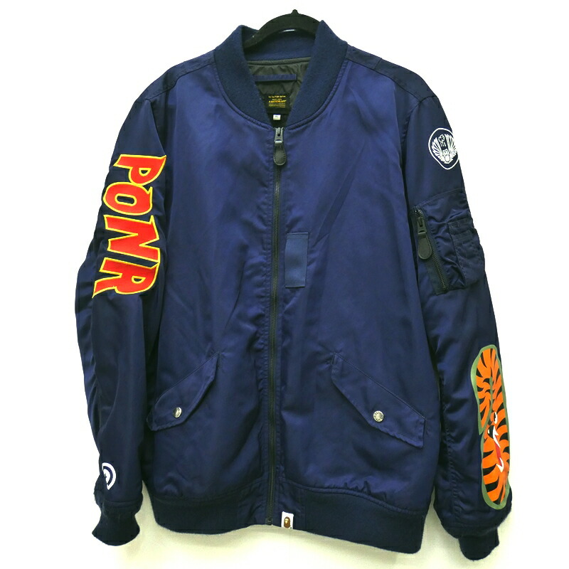 中古 A Bathing Ape アベイシングエイプ サイズ Xl カラー ネイビー 001lje1004xshark Loose Fit Ma 1 ストリート F095 Painfreepainrelief Com