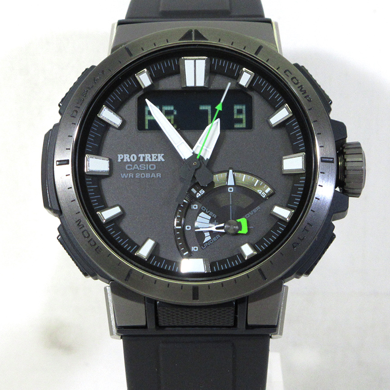 中古 Casio カシオ Pro Trek プロトレック Prw 70y 1jf Multifield Line マルチフィールドライン アナデジ 電波ソーラー 腕時計 グレー系 ブラック F131 Mpgbooks Com