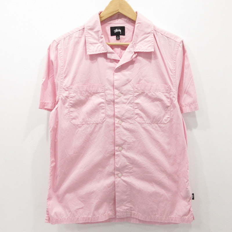 楽天市場 中古 Stussy ステューシー オープンカラーシャツ 半袖 ピンク サイズ S ストリート F103 お宝市番館