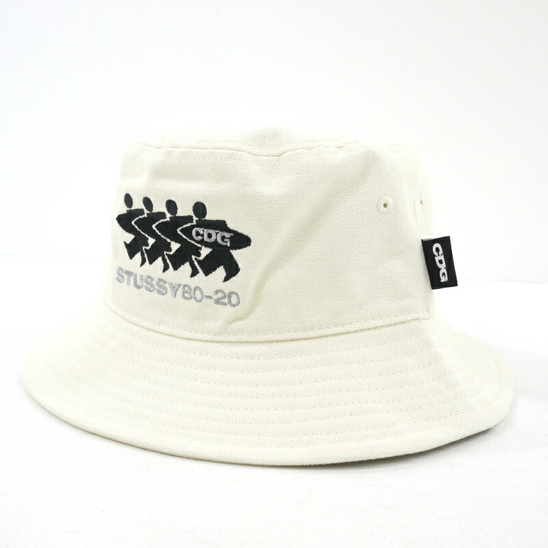 中古 Stussy Comme Des Garcons ステューシー コムデギャルソン Cdg Canvas Bucket Hat 40th Anniversary キャンバス バケットハット ホワイト サイズ L Xl F118 東京都新宿区の都庁 新型コロナウイルス対 Diasaonline Com