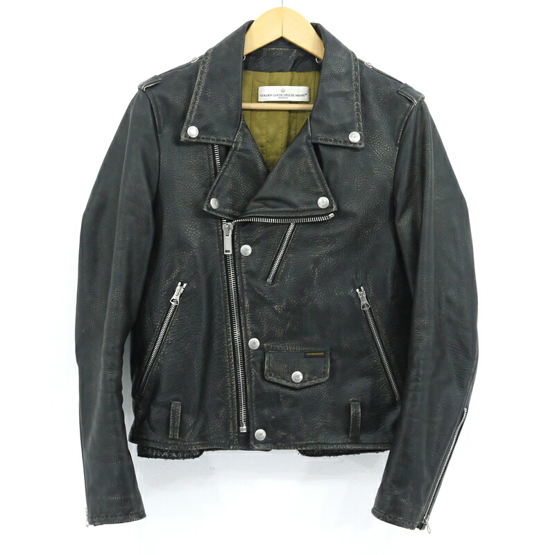 人気が高い メンズファッション コート ジャケット デラックス グース Brand ゴールデン Deluxe Goose 中古 Golden ブランド サイズ Xs F108 ブラック ダブルライダースジャケット レザージャケット Gs Louislegrand Com