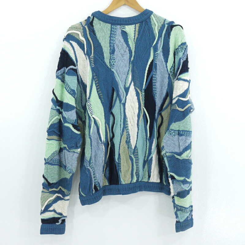 中古 Coogi クージー 90 S オーストラリア製 3d 立体編み 総柄 ニット セーター ブルーなど サイズ L F105 septicin Com