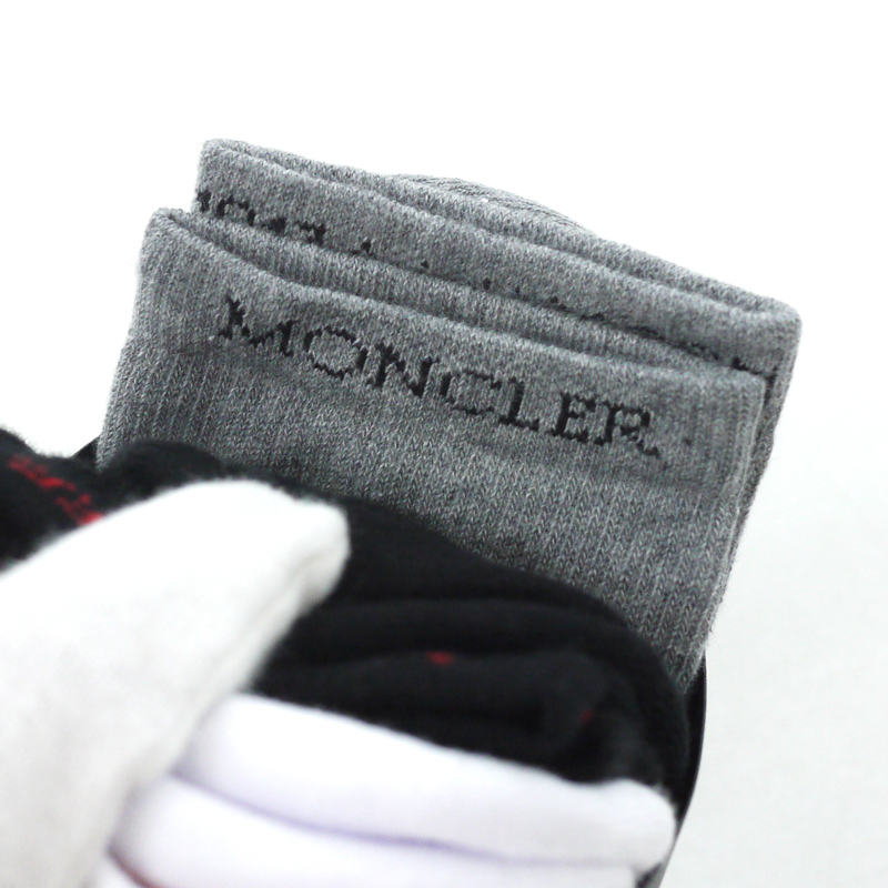 中古 Moncler Alyx モンクレール Calzini ユニセックス 6 Moncler 1017 Alyx Calzini 6 9sm ソックス 靴下 3足セット ブラック グレー ホワイト サイズ Uni F134 お宝市番館