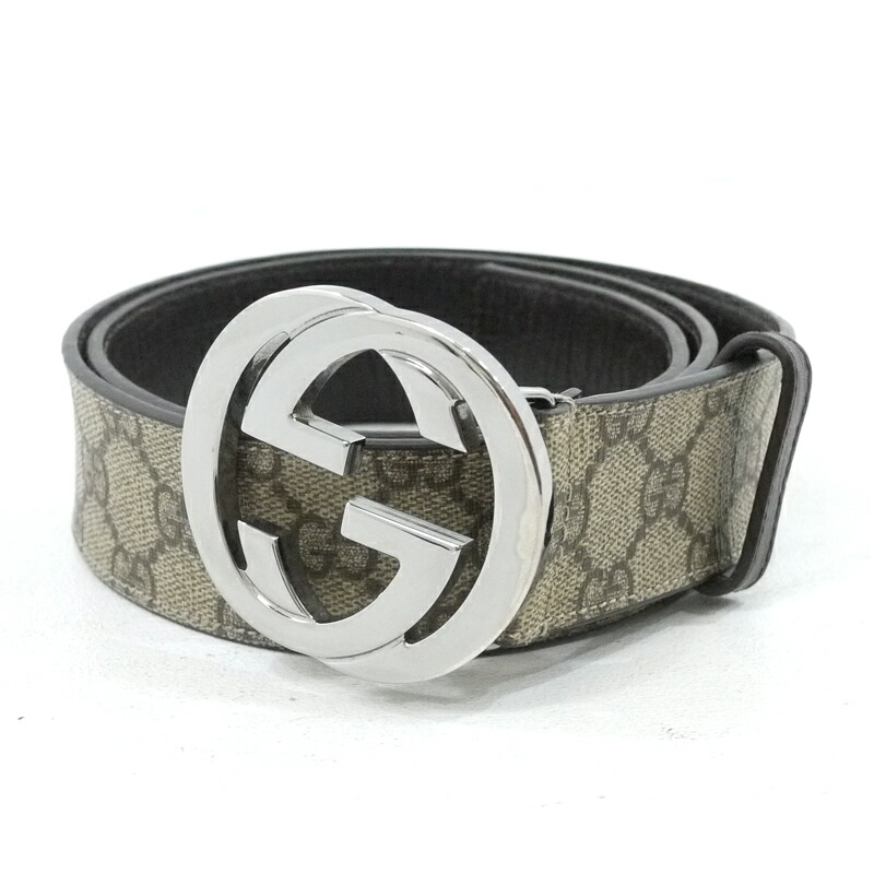 【中古】GUCCI|グッチ 114984 GGスプリーム Gバックル ベルト ベージュ系 サイズ:-【f135】