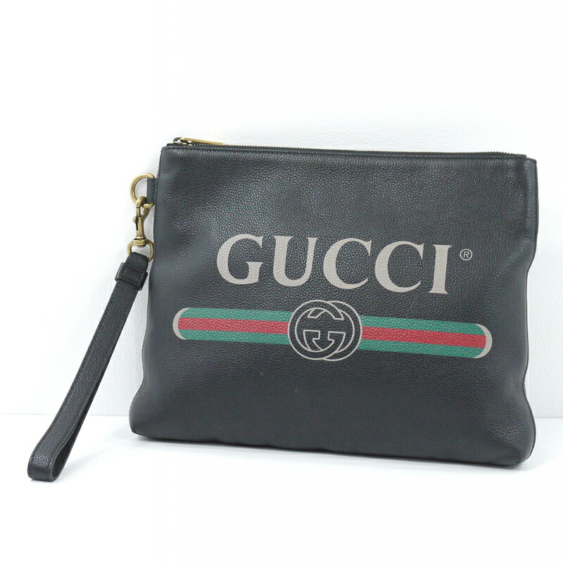 GUCCI グッチ グッチプリント ロゴ レザー クラッチバッグ サイズ