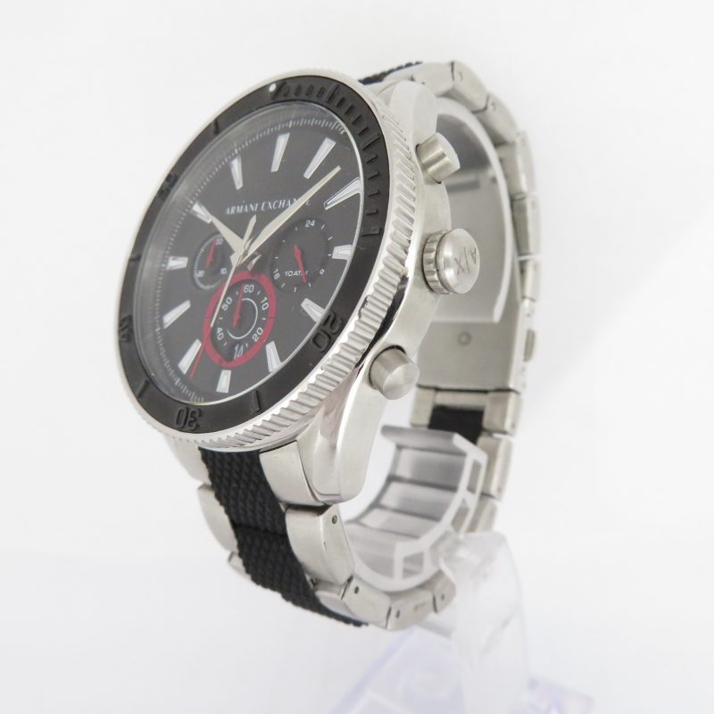 中古 Armani Exchange アルマーニ エクスチェンジ Ax1813 腕時計 ブラック 文字盤 ブラック シルバー ベルト F131 Fmcholollan Org Mx