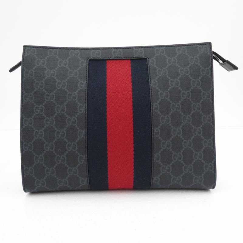 GUCCI｜グッチ 475316 GGブラックポーチ GGスプリーム ウェビング