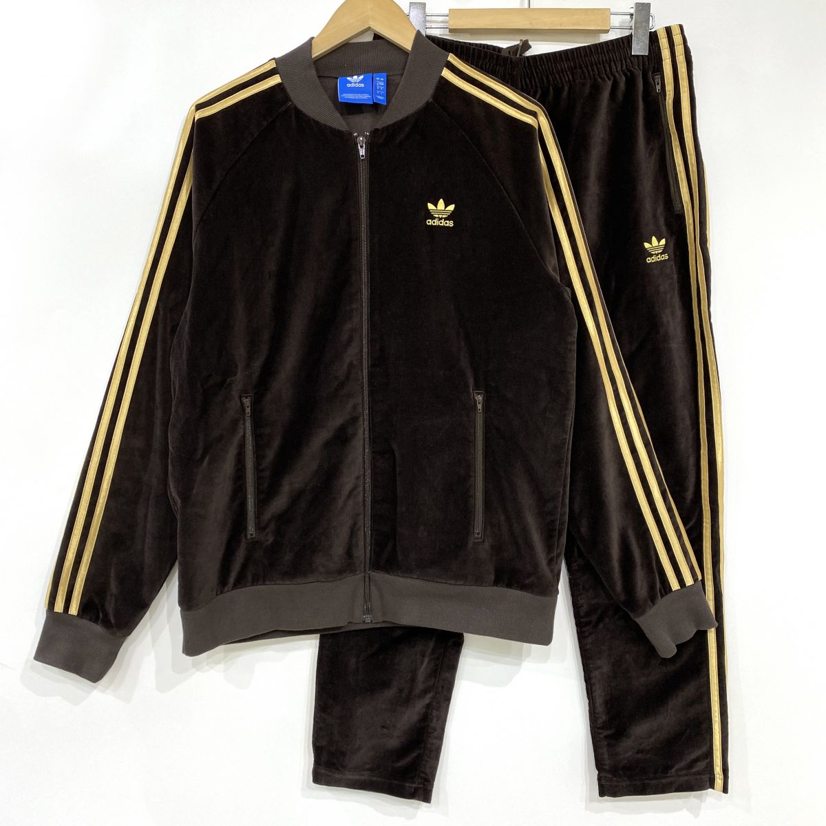 adidas Originals アディダス x BEAUTY&YOUTH ビューティーアンドユース 別注 ベロア ジャケット パンツ 上下セット ※中古