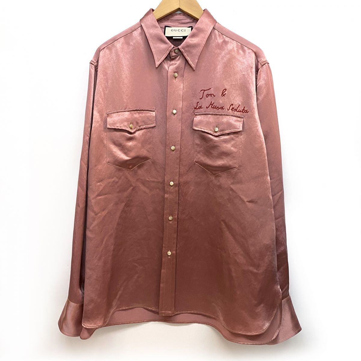 GUCCI グッチ Tom & La Musa Seduta シャツ 長袖 トップス ピンク サイズ48 メンズ ※中古 【津山店】
