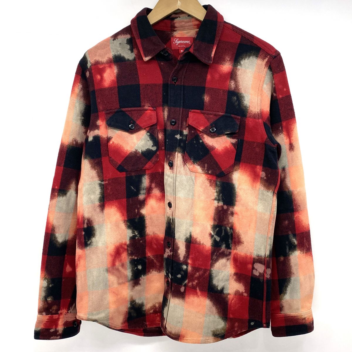 Supreme シュプリーム Bleached Buffalo Heavyweight Shirt バッファロー チェックシャツ Mサイズ ※中古|お宝ギターズ