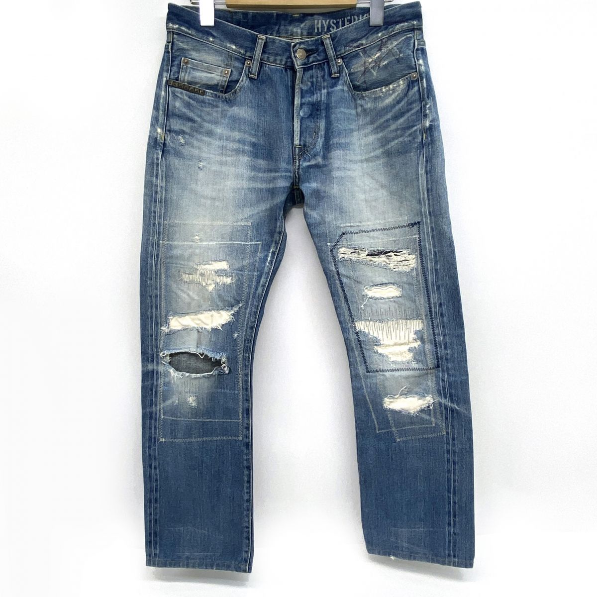 HYSTERIC GLAMOUR ヒステリックグラマー ZSR加工 スタッズ ダメージデニムパンツ ボタンフライ 0251AP05 サイズ31 ※中古