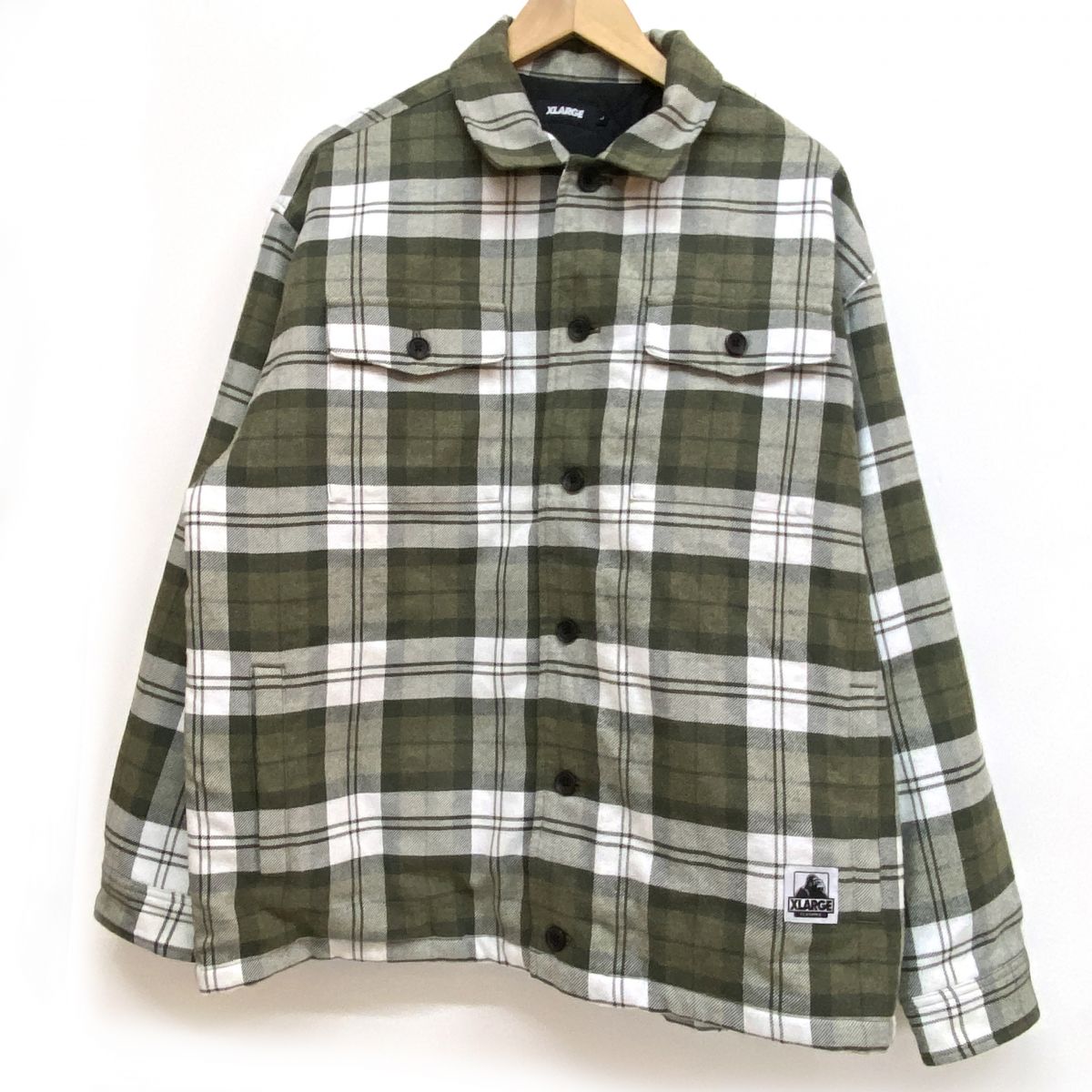 X-LARGE エクストララージ 中綿 ジャケット アウター チェック グリーン サイズL メンズ ※中古 【津山店】