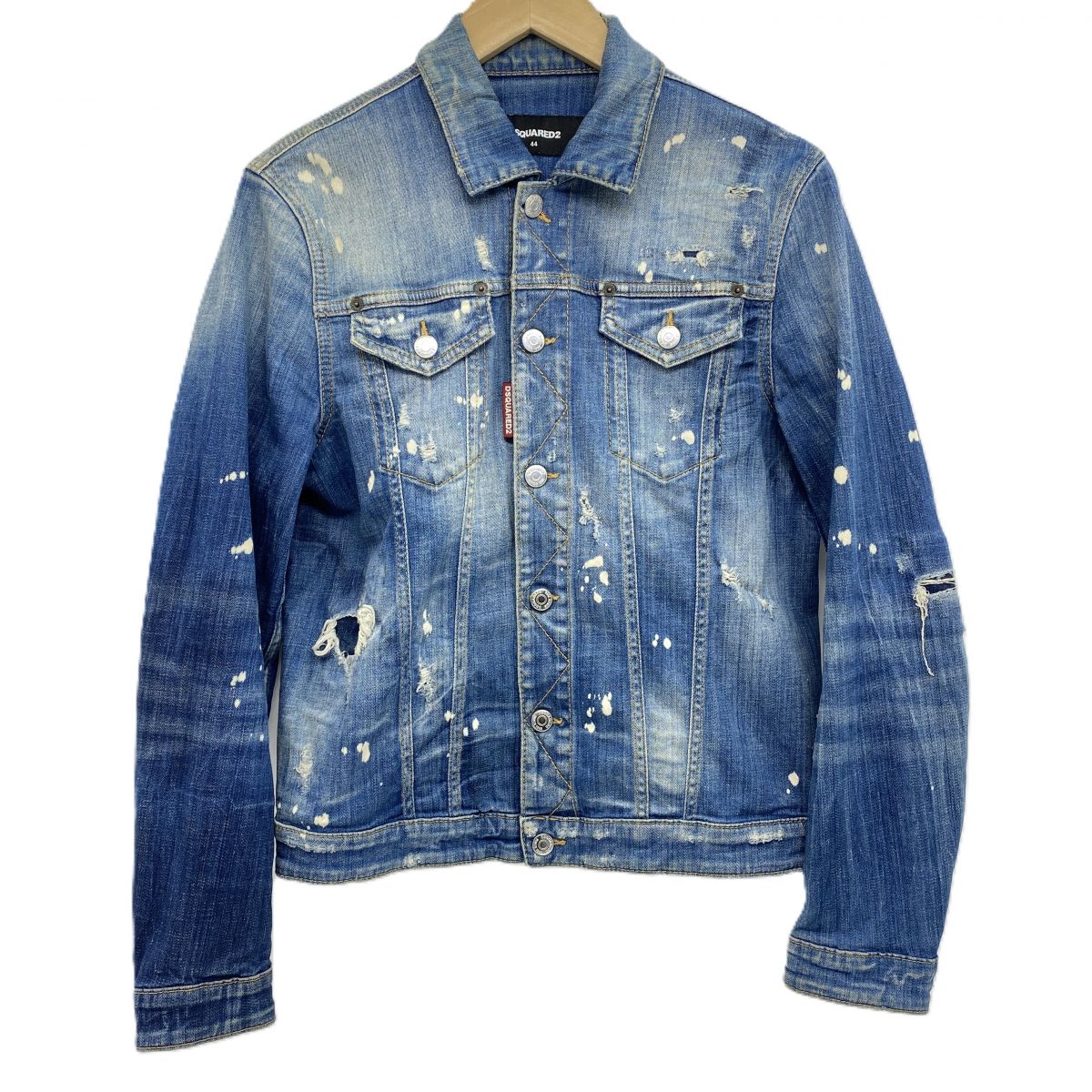 DSQUARED2 ディースクエアード ペイント ダメージ加工 デニムジャケット S71AN0052S30342 サイズ44 ※中古