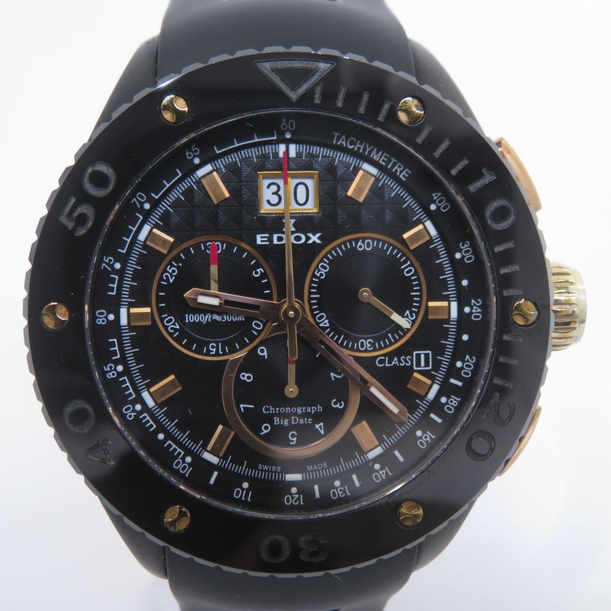 EDOX エドックス クラスワン クロノグラフ ビッグデイト 10016-357RN-NIR2 クォーツ 腕時計 ※中古