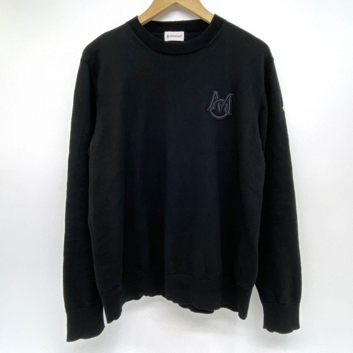 MONCLER モンクレール EMBROIDERED MONOGRAM COTTON SWEATER 刺繍ロゴ ニット セーター K20919C00013 M1113 Lサイズ ※中古