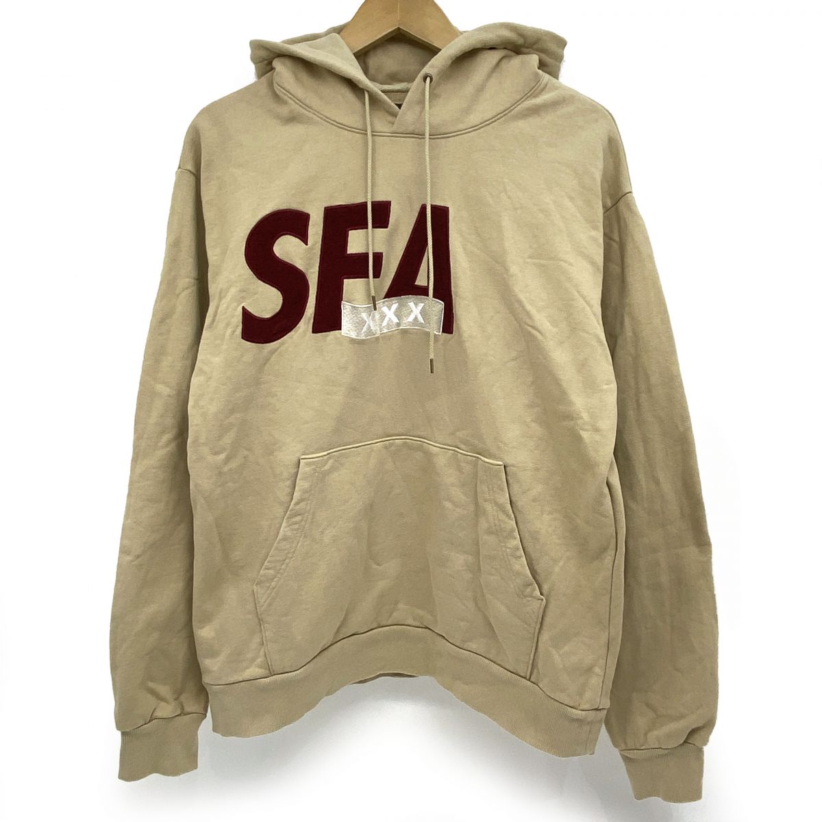 WIND AND SEA GOD SELECTION XXX ウィンダンシー 流汗 ロゴタイプパーカー WDS-XXX-21A-02 L大きさ ※中古