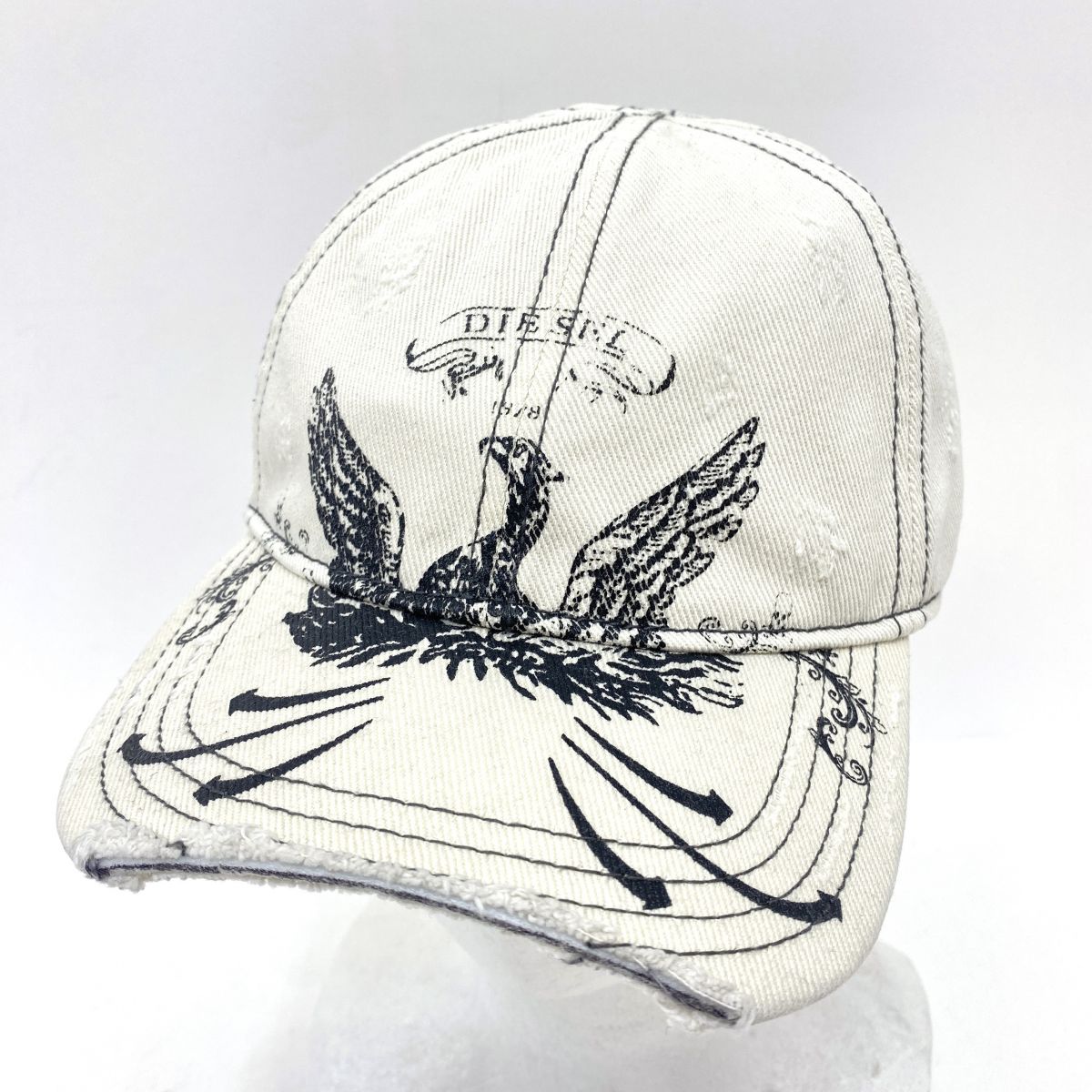 【未使用】DIESEL ディーゼル C-FENIX ユーズド＆ウォッシュ加工 ベースボールキャップ A194600GIBD サイズ02