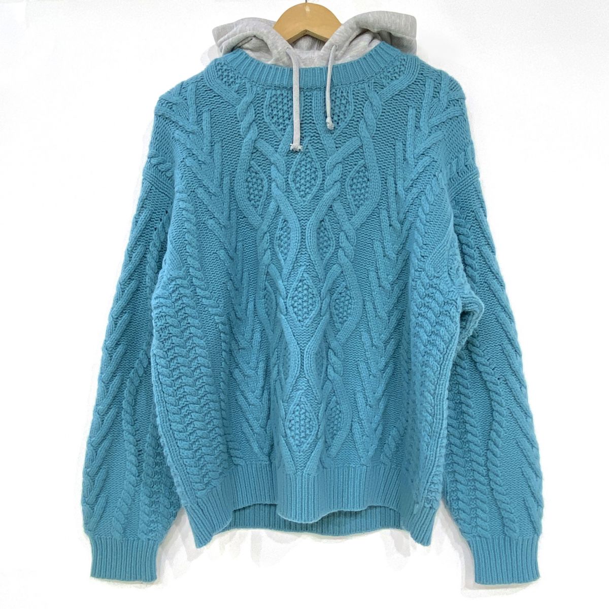 Supreme シュプリーム Cable Hooded Sweater Teal ケーブルフードセーター M大きさ ※中古